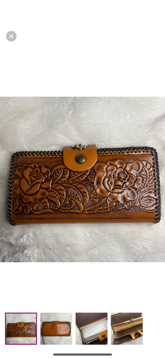 FAUX LEATHER ROSE EMBOSSED WALLET