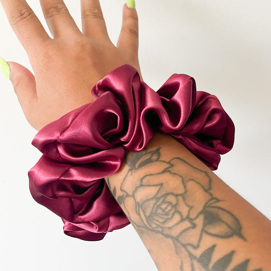 PLUM SATIN SCRUNCHIE